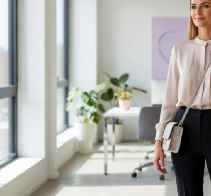 Elegáns, modern irodai outfit női divattrendek szerint